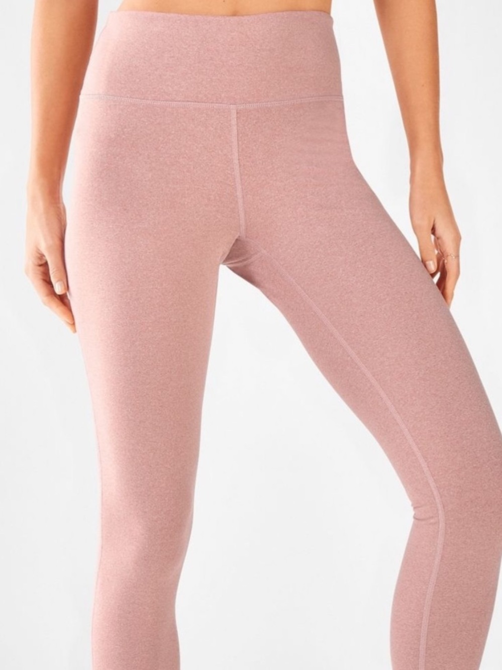 Fabletics Powerhold Cropped Leggings size Large Pink/Nude